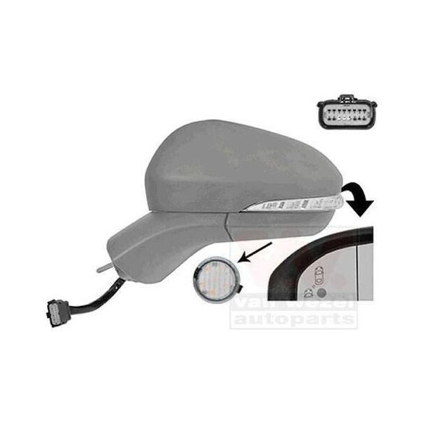 Van Wezel 1883815 Specchietto Esterno Sinistro Per Ford Mondeo V Station Wagon (Cf) Asferico Riscaldato Con Memoria Parzialmente Verniciato-image