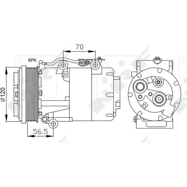 Nrf 32250 - Oe 1306783 Compressore Aria Condizionata Per C-Max, Focus C-Max (DM2), Focus Ii, Kuga I, C30 (533), C70 Ii Cabriolet (542), S40 Ii (544), V50 (545)-image