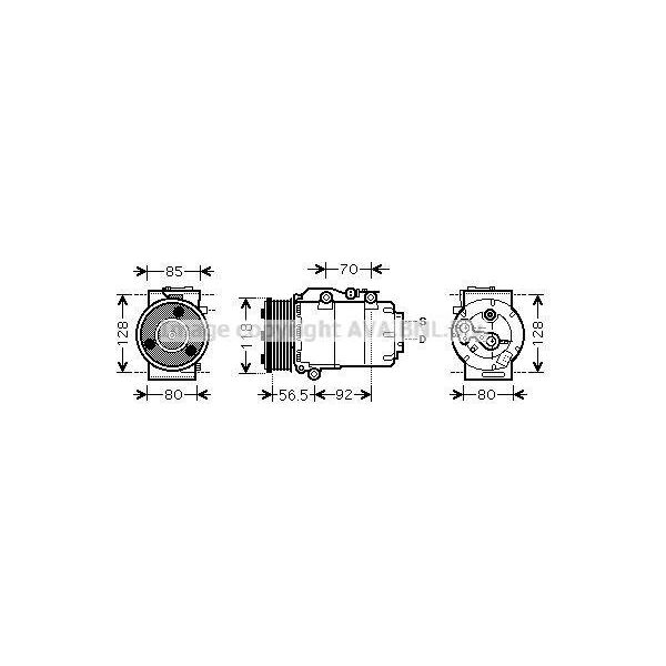 Prasco FDAK394 - Compressore Aria Condizionata Oe 1436955 Per C-Max, Focus C-Max (DM2), Focus Ii, Kuga I, C30 (533), C70 Ii Cabriolet (542), S40 Ii (544), V50 (545), V70 Iii (135)-image