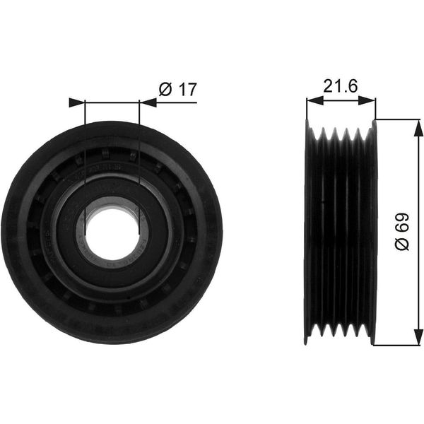 Gates T36189 - Oe A1662020319 Puleggia Folle, Cinghia A V Per Classe A (W168), Classe A (W169), Classe B (W245), Vaneo (414)-image
