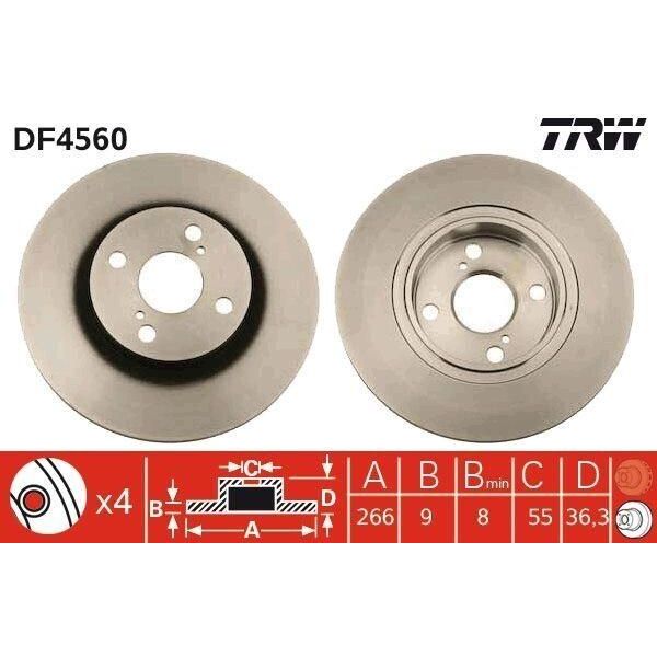 Trw DF4560 - Oe 42431 12150 Disco Freno Per Corolla (E11), Corolla (E10), Golf Iii (1H)-image