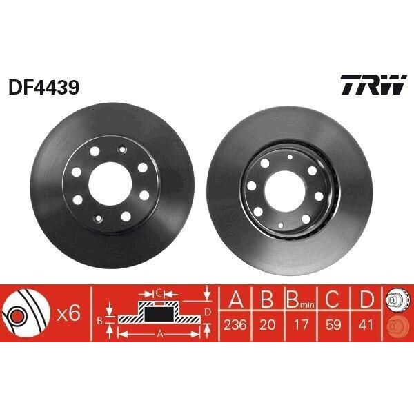 Trw DF4439 - Disco Freno Oe 96574633 Per Spark (M300), Spark (M200, M250), Matiz (M200, M250), Aveo (T250, T255), Aveo (T200)-image