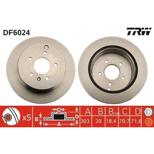 Trw DF6024 - Disco Freno Oe 48 04 637 Per Captiva, Equinox, Antara (L07)-image