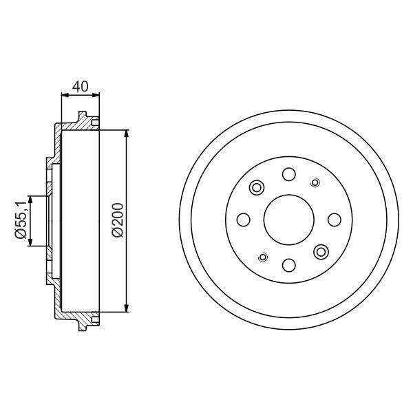 Bosch 0 986 477 191 - Oe BW7Y 26 251 Tamburo Freno Per 323 (Bj), 323 (Ba), Demio (Dw), MX-3 (Ec)-image