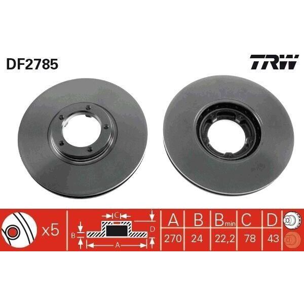 Trw DF2785 - Disco Freno Oe 95VX 1125 Ba Per Transit Tourneo-image
