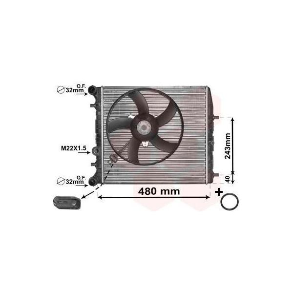 Van Wezel 76002013 - Oe 6Q0121201HA Radiatore, Raffreddamento Motore Per Cordoba (6L), Ibiza (6L), Ibiza (6J, 6P), Toledo Iv (KG3), Fabia I (6Y), Fabia Ii (54), Fabia Iii (Nj), Rapid (Nh), Roomster (5J), Fox (5Z), Polo (9N), Polo (6C, 6R)-image