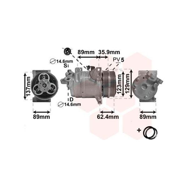 Van Wezel Compressore Aria Condizionata 1800K433 Per Ford Focus Ii Hatchback (Da_ Hcp Dp)-image