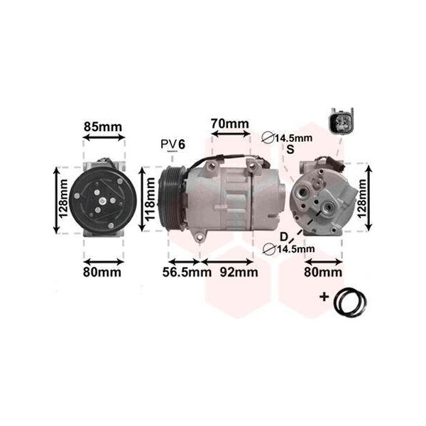 Van Wezel Compressore Aria Condizionata 1800K394 Per Ford Focus Ii Hatchback (Da_ Hcp Dp)-image
