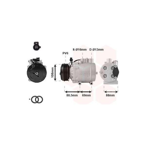 Van Wezel 1800K174 - Compressore Aria Condizionata Oe 1S7H19D629DC Per Mondeo Iii-image