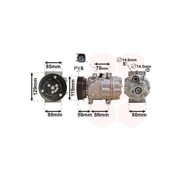 Van Wezel 1800K378 Condizionatore Compressore Climatizzatore Per Ford Focus Ii Hatchback (Da, Hcp, Dp) Focus Ii Station Wagon (Da, Ffs, Ds) Focus C-Max (DM2) Per Volvo-image