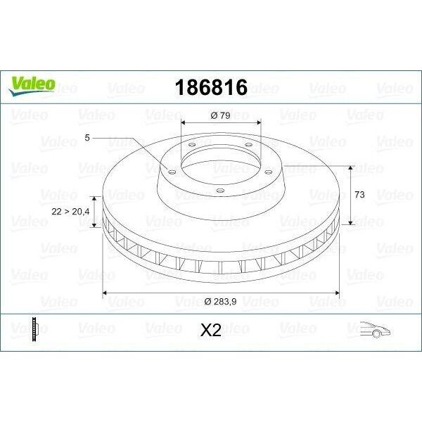 Valeo 186816 - Oe 34 11 6 764 629 Disco Freno, Asse Anteriore Per Serie 1 (E81), Serie 1 (E87), Serie 1 (E82)-image