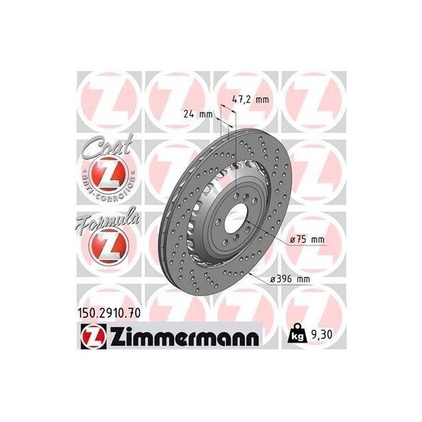 Zimmermann 150.2910.70 - Disco Freno Per Serie 5 (F10), Serie 6 (F12), Serie 6 (F13), Serie 6 (F06)-image