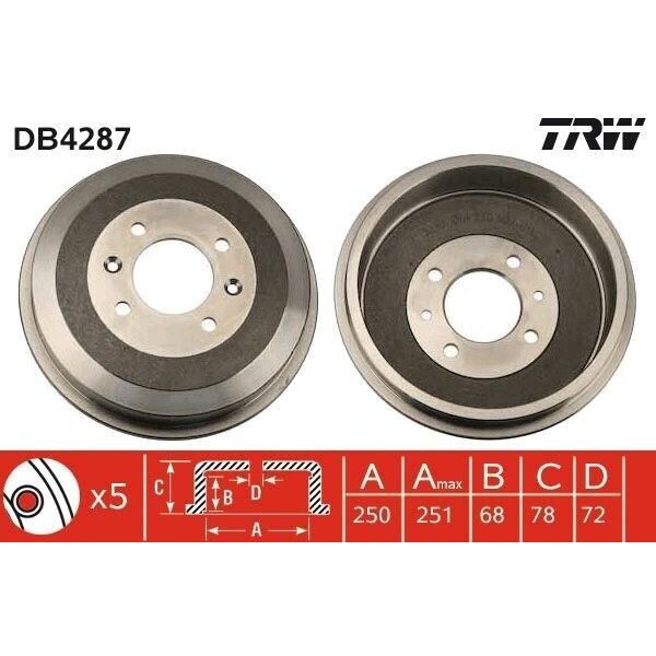 Trw DB4287 - Tamburo Del Freno Oe 04683433 Per Voyager Iv, Voyager V (Rt), Voyager Iii (Gs)-image