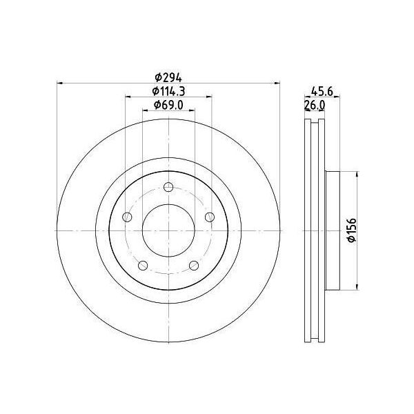 Hella 8DD 355 115-911 - Oe 05105514AA Disco Freno Per 200, Sebring (J), C4 Aircross, Compass, Patriot (MK74), 4008-image