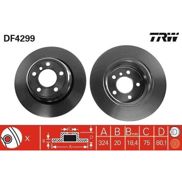 Trw DF4299 - Oe 34 21 6 756 849 Disco Freno Per X5 (E53)-image