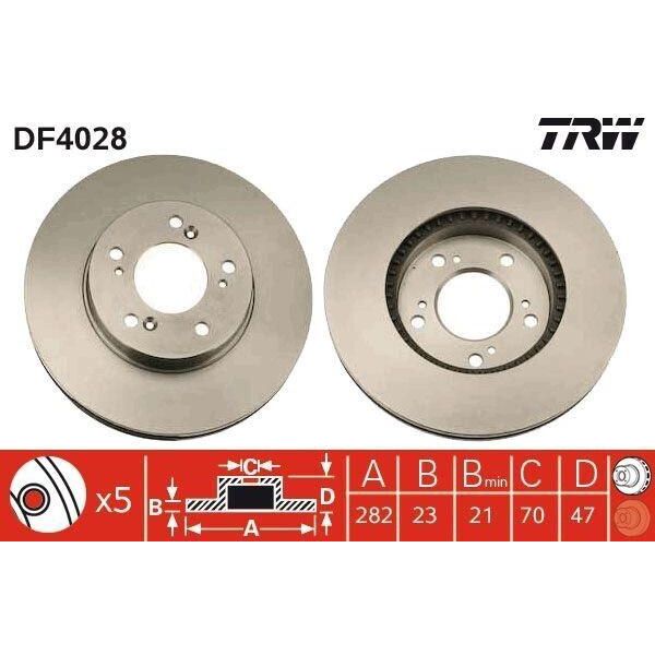Trw DF4028 - Oe 45251 SZ3 E00 Disco Freno Per CR-V I (Rd), HR-V (Gh), Integra (DC2, DC4), Legend Iii (Ka), Prelude, Shuttle (Ra)-image