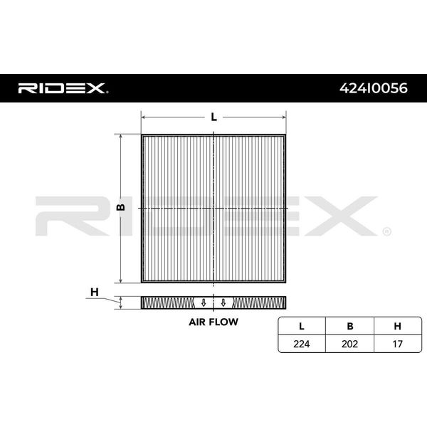 Ridex 424I0056 - Filtro Aria Abitacolo Oe 087902E200 Per Veloster (Fs), Tucson (Jm), Ix35, Ix20 (Jc), I40 (Vf), Genesis, Accent Iv (Rb), Sportage (Sl), Sportage (Je, Km), Rio Iii (Ub), Rio Ii (Jb), Cerato Ii (Td), Cerato (Yd), Carens Iii (Un), Carens Ii (Fj)-image