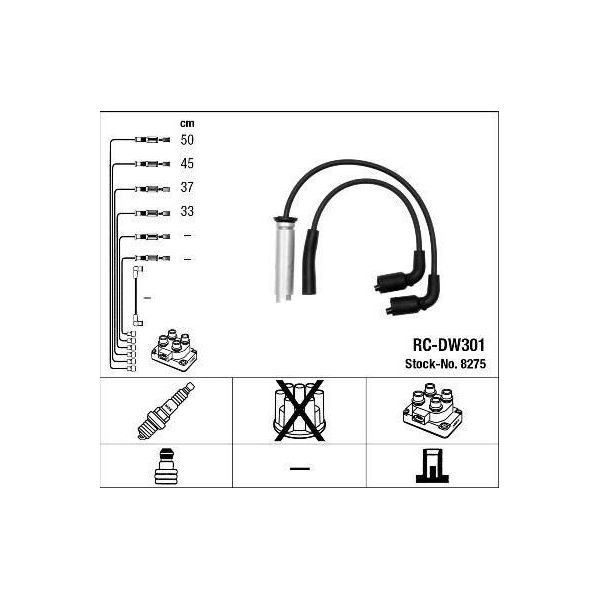 Ngk 8275 - Set Di Cavi Candela Oe 96 305 387 Per Aveo (T200), Aveo (T250, T255)-image