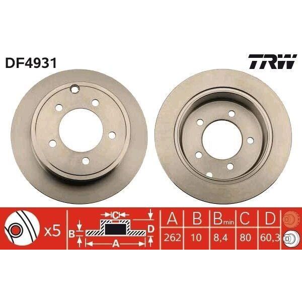 Trw DF4931 - Disco Freno Oe 5105515AA Per Sebring (J), 200, Compass, Patriot (MK74)-image