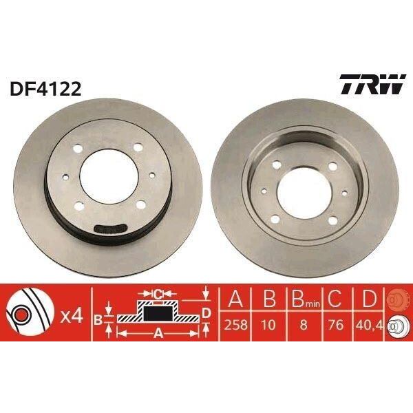 Trw DF4122 - Oe 58411 28300 Disco Freno Per Coupé (Rd), Elantra (Xd), Lantra I (J-1), Lantra Ii (J-2)-image