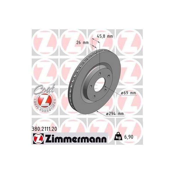 Zimmermann 380.2111.20 - Disco Freno Per Sebring (J), C4 Aircross, Compass, Patriot (MK74), 4008-image