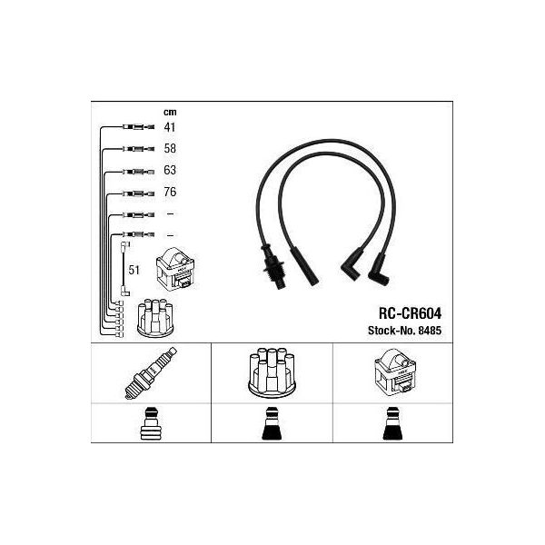 Ngk 8485 - Set Di Cavi Candela Oe 5967 E5 Per 405 Ii-image