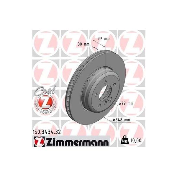 Zimmermann 150.3434.32 - Disco Freno Per Serie 5 (E60), Serie 5 (E61), Serie 6 (E63), Serie 6 (E64)-image