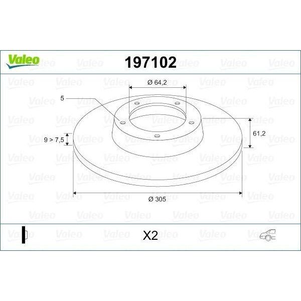 Valeo 197102 - Oe 42510 S9A E50 Disco Freno, Assale Posteriore Per CR-V Ii (Rd)-image