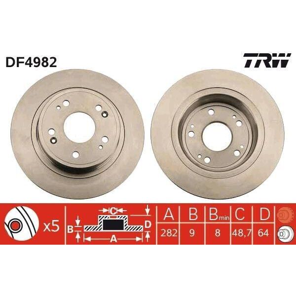 Trw DF4982 - Disco Freno Oe 42510 TA0 A00 Per Accord Viii-image