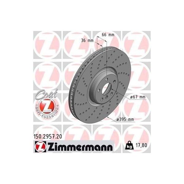 Zimmermann 150.2957.20 - Disco Freno Per Serie 5 (F90, G30), Serie 5 (G31), Serie 6 Gt (G32), Serie 7 (G11, G12), X5 (F95, G05)-image