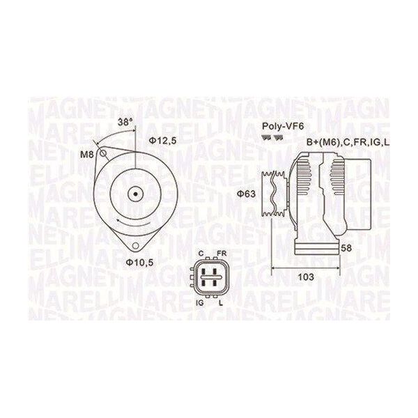 Magneti Marelli 063731727010 - Alternatore Per FR-V (Be), Civic Viii, Civic Vii-image