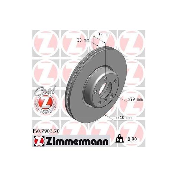 Zimmermann 150.2903.20 - Disco Freno Per Serie 1 (F20), Serie 1 (F21), Serie 2 (F23), Serie 2 (F22, F87), Serie 3 (F30), Serie 3 Gt (F34), Serie 3 (F31), Serie 4 (F33), Serie 4 (F32, F82), Serie 4 (F36)-image