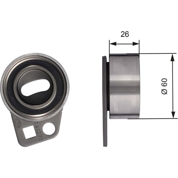 Gates T41275 - Puleggia Tenditore Oe 14325 P5T G00, Cinghia Di Distribuzione Per Accord V, Accord Vi, Civic Vi, Freelander (L314)-image