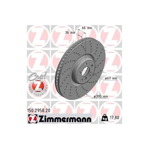 Zimmermann 150.2958.20 - Disco Freno Per Serie 5 (F90, G30), Serie 5 (G31), Serie 6 Gt (G32), Serie 7 (G11, G12), X5 (F95, G05)-image