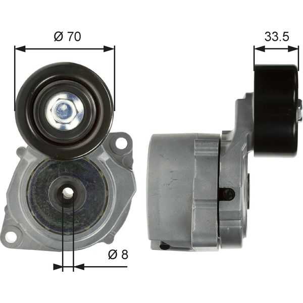 Gates T39102 - Puleggia Tenditore Oe 31170 Rbd E01, Cinghia A V Per Accord Vii, Civic Viii, CR-V Ii (Rd), CR-V Iii (Re), FR-V (Be)-image