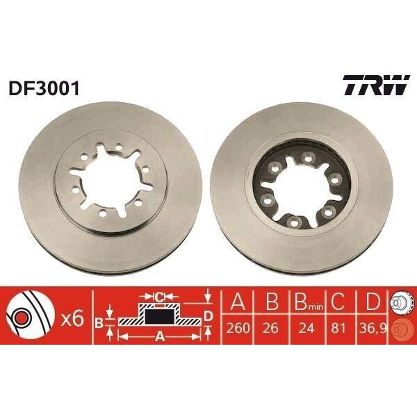 Trw DF3001 - Oe 40206 02N00 Disco Freno Per Navara (D22), Pathfinder Ii (R50), Pick-Up (D21), Pick-Up (D22)-image