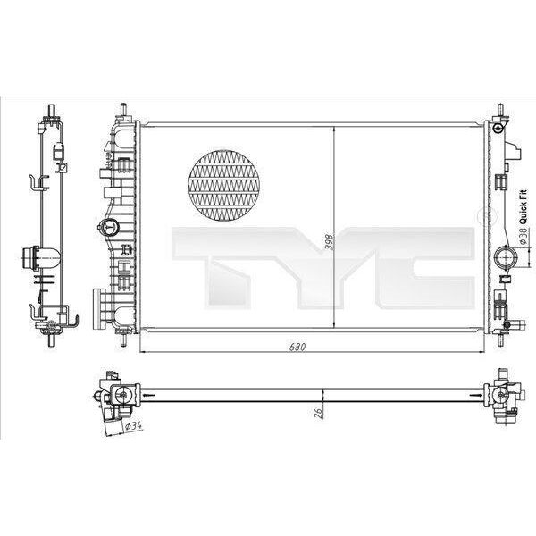 Tyc 725-0047 - Radiatore Oe 1300291, Raffreddamento Motore Per Malibu (V300), Insignia A (G09)-image