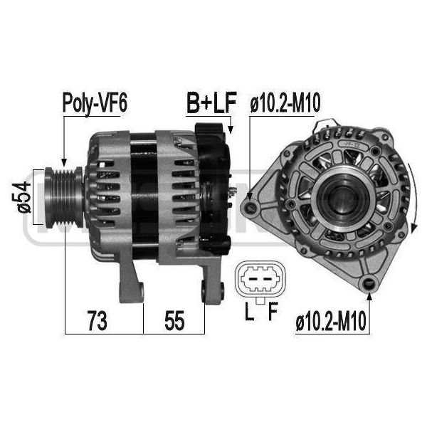 Era 209131A - Alternatore Oe 12 02 235 Per Cruze (J300), Cruze (J305), Cruze (J308), Orlando (J309), Aveo (T300), Astra J, Insignia A (G09), Zafira Tourer C-image