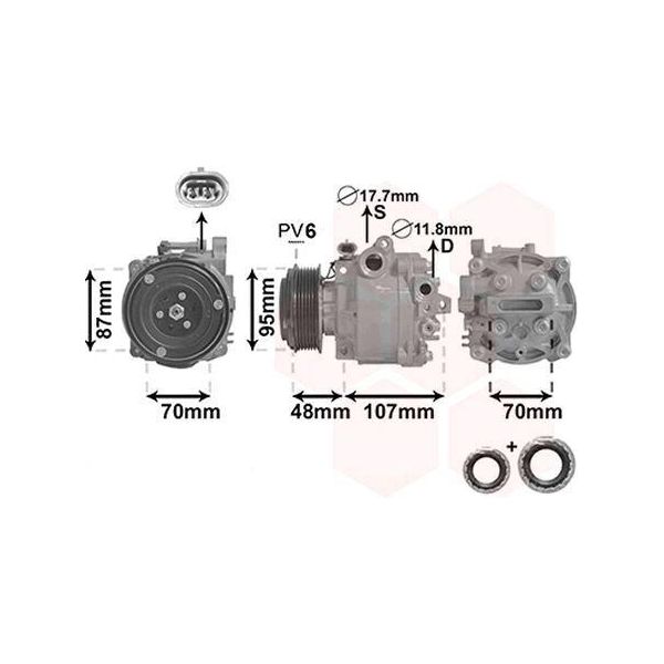 Van Wezel 3700K659 - Compressore Aria Condizionata Oe 1618433 Per Trax, Adam, Mokka X (J13)-image