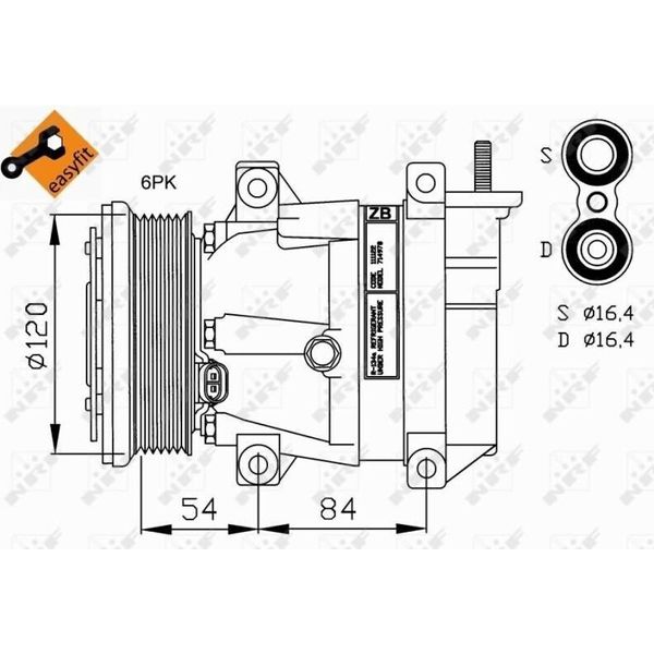 Nrf 32220 - Compressore Aria Condizionata Oe 95234605 Per Aveo (T200), Aveo (T250, T255), Lacetti (J200)-image