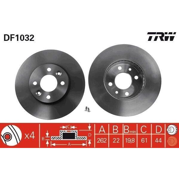 Trw DF1032 - Oe 77 01 204 495 Bremsscheibe Per Laguna I, Megane I, Megane Scenic, Safrane I (B54)-image