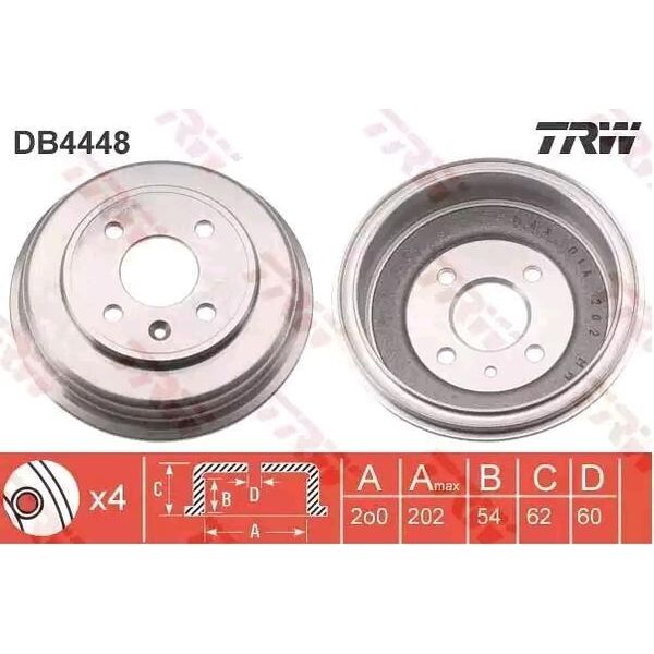 Trw DB4448 - Tamburo Per Freni Oe 96853514 Per Aveo (T300)-image