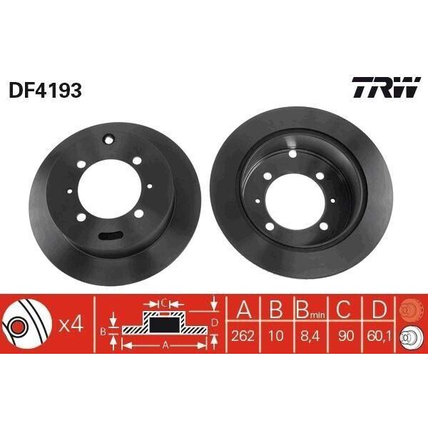 Trw DF4193 - Disco Freno Oe 58411M2050 Ds Per Santamo-image