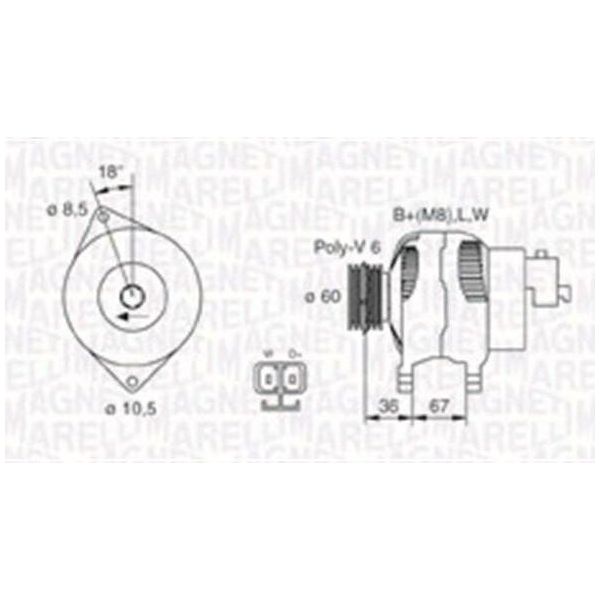 Magneti Marelli 063731521010 - Alternatore Per Civic Vii, Astra G, Combo, Corsa C (X01), Meriva (X03)-image