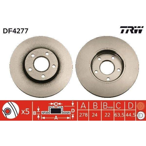 Trw DF4277 - Disco Freno Oe 4457985 Per Tourneo Connect, Transit Connect-image