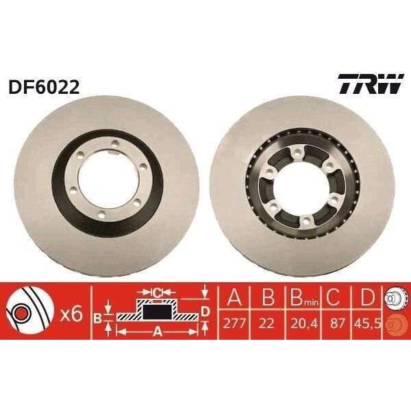 Trw DF6022 - Disco Freno Oe HQ232405 Per Galloper Ii (JK-01)-image