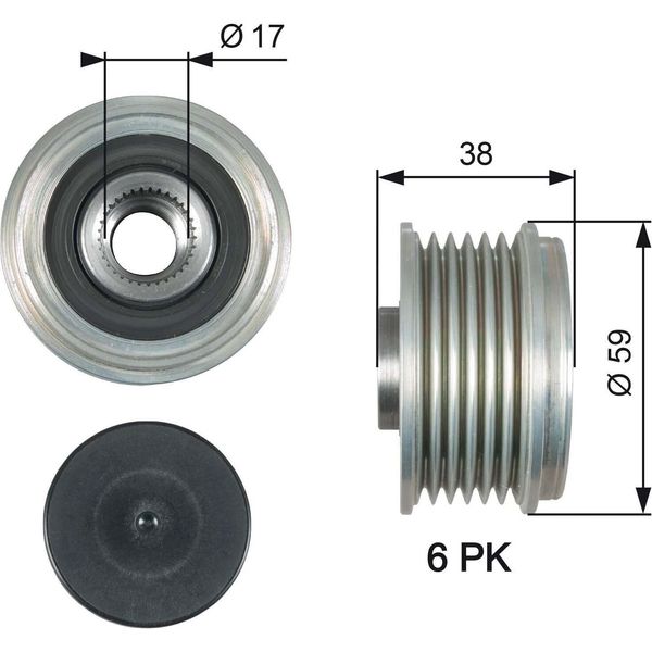 Gates OAP7177 - Puleggia Alternatore Oe 373222F001 Per Santa Fe Iv (Tm), Santa Fe Ii (Cm), Santa Fe Iii (Dm), Tucson (Tl), Grand Santa Fe, Ix35, Kona (Os), Ceed (Jd), Ceed (Cd), Pro Ceed (Jd), Sorento Ii (Xm), Sorento Iii (Um), Sorento Iv (MQ4, MQ4A), Sportage (Sl), Sportage (Ql, Qle), Stonic (Yb)-image