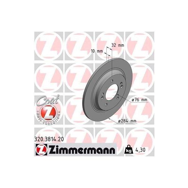 Zimmermann 320.3814.20 - Disco Freno Per Grandeur (Hg), I30 (Pd), Sonata Vii (Lf), Ceed (Cd), Niro (De), Optima (FSGDS6B), Optima (Jf), Proceed (Cd), Soul Ii (Ps), Xceed (Cd)-image