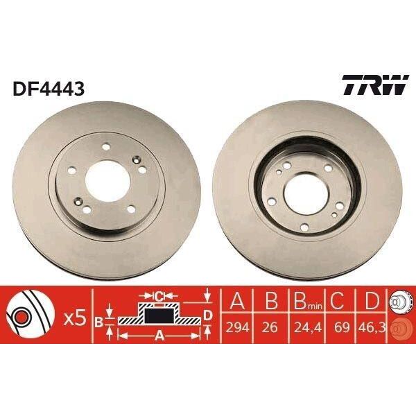 Trw DF4443 - Oe 51712 26100 Disco Freno Per Santa Fe I (Sm)-image
