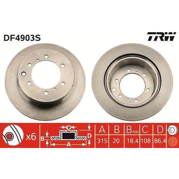 Trw DF4903S - Disco Freno Oe 52710 H1000 Per Terracan (Hp)-image